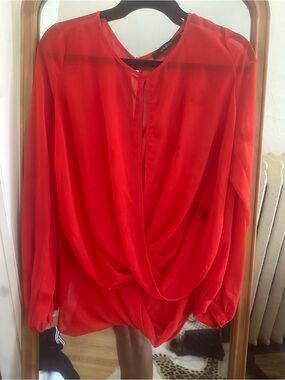 Ark & Co Red Draped Long-Sleeve Blouse
